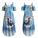 Australia Magpie Christmas In July Couples Matching Summer Maxi Dress and Long Sleeve Button Shirt Eucalyptus Snow Globe Merry Xmas LT22