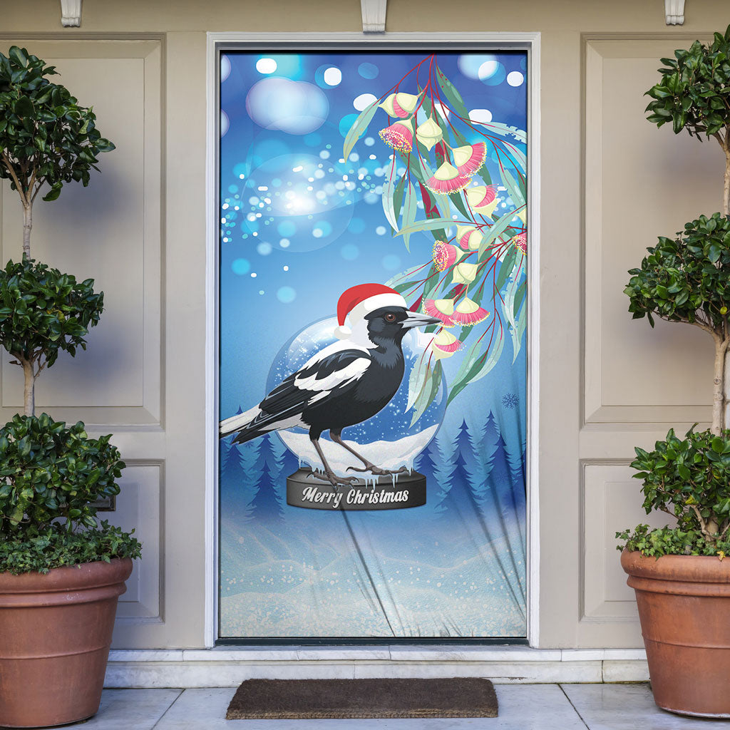 Australia Magpie Christmas In July Door Cover Eucalyptus Snow Globe Merry Xmas