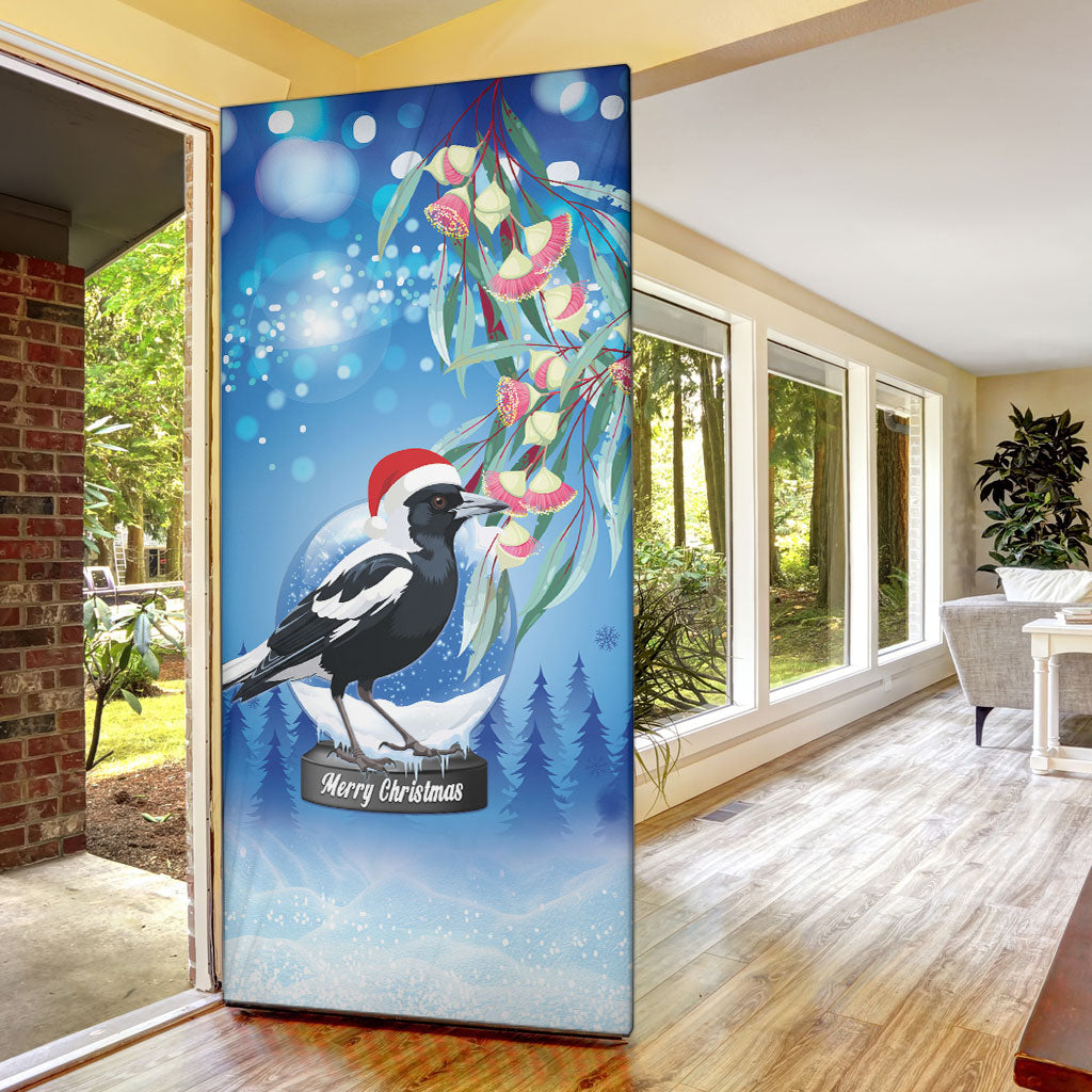 Australia Magpie Christmas In July Door Cover Eucalyptus Snow Globe Merry Xmas