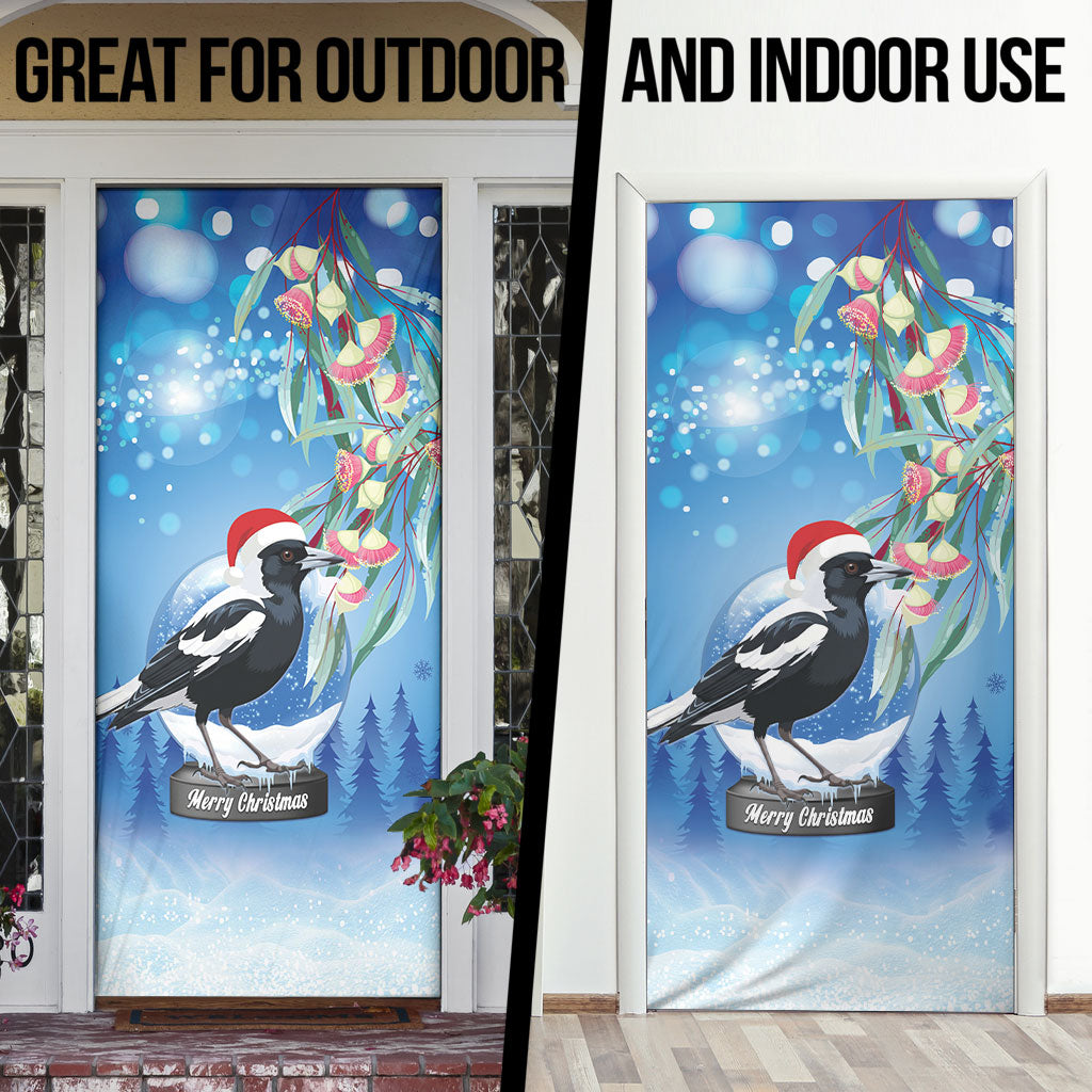 Australia Magpie Christmas In July Door Cover Eucalyptus Snow Globe Merry Xmas