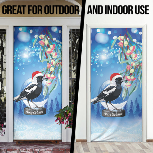 Australia Magpie Christmas In July Door Cover Eucalyptus Snow Globe Merry Xmas
