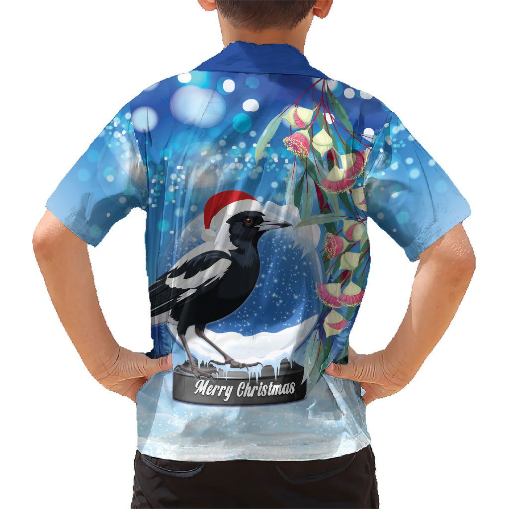 Australia Magpie Christmas In July Family Matching Long Sleeve Bodycon Dress and Hawaiian Shirt Eucalyptus Snow Globe Merry Xmas