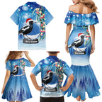Australia Magpie Christmas In July Family Matching Mermaid Dress and Hawaiian Shirt Eucalyptus Snow Globe Merry Xmas