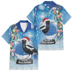 Australia Magpie Christmas In July Family Matching Off Shoulder Maxi Dress and Hawaiian Shirt Eucalyptus Snow Globe Merry Xmas