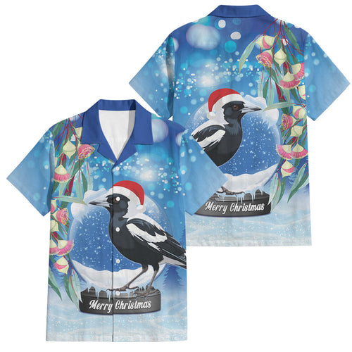 Australia Magpie Christmas In July Family Matching Off Shoulder Short Dress and Hawaiian Shirt Eucalyptus Snow Globe Merry Xmas