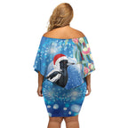 Australia Magpie Christmas In July Family Matching Off Shoulder Short Dress and Hawaiian Shirt Eucalyptus Snow Globe Merry Xmas