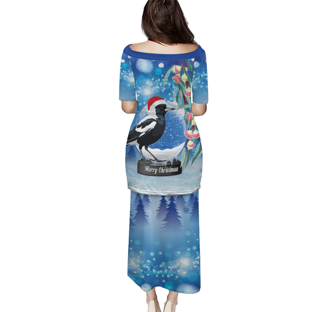 Australia Magpie Christmas In July Family Matching Puletasi and Hawaiian Shirt Eucalyptus Snow Globe Merry Xmas