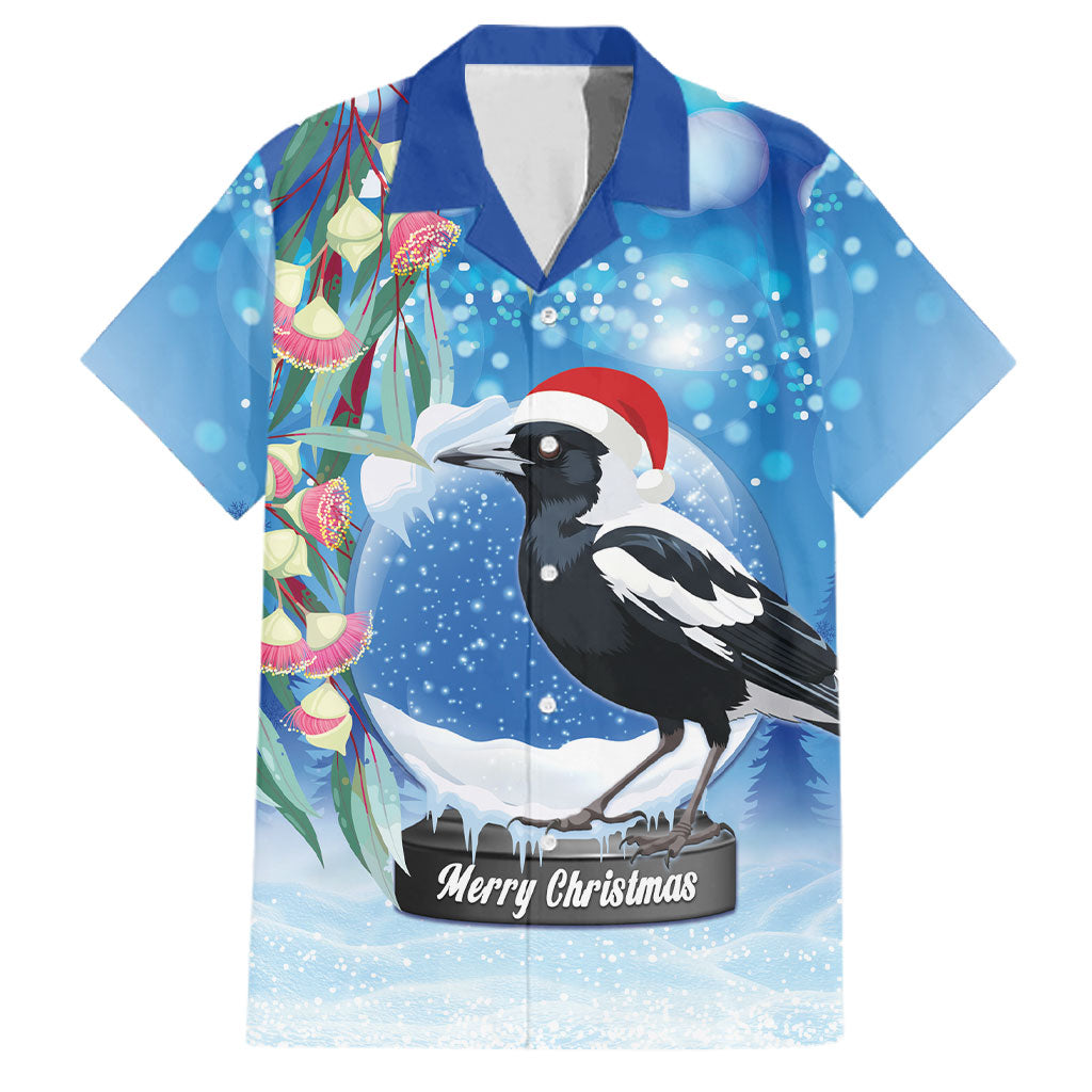 Australia Magpie Christmas In July Family Matching Short Sleeve Bodycon Dress and Hawaiian Shirt Eucalyptus Snow Globe Merry Xmas