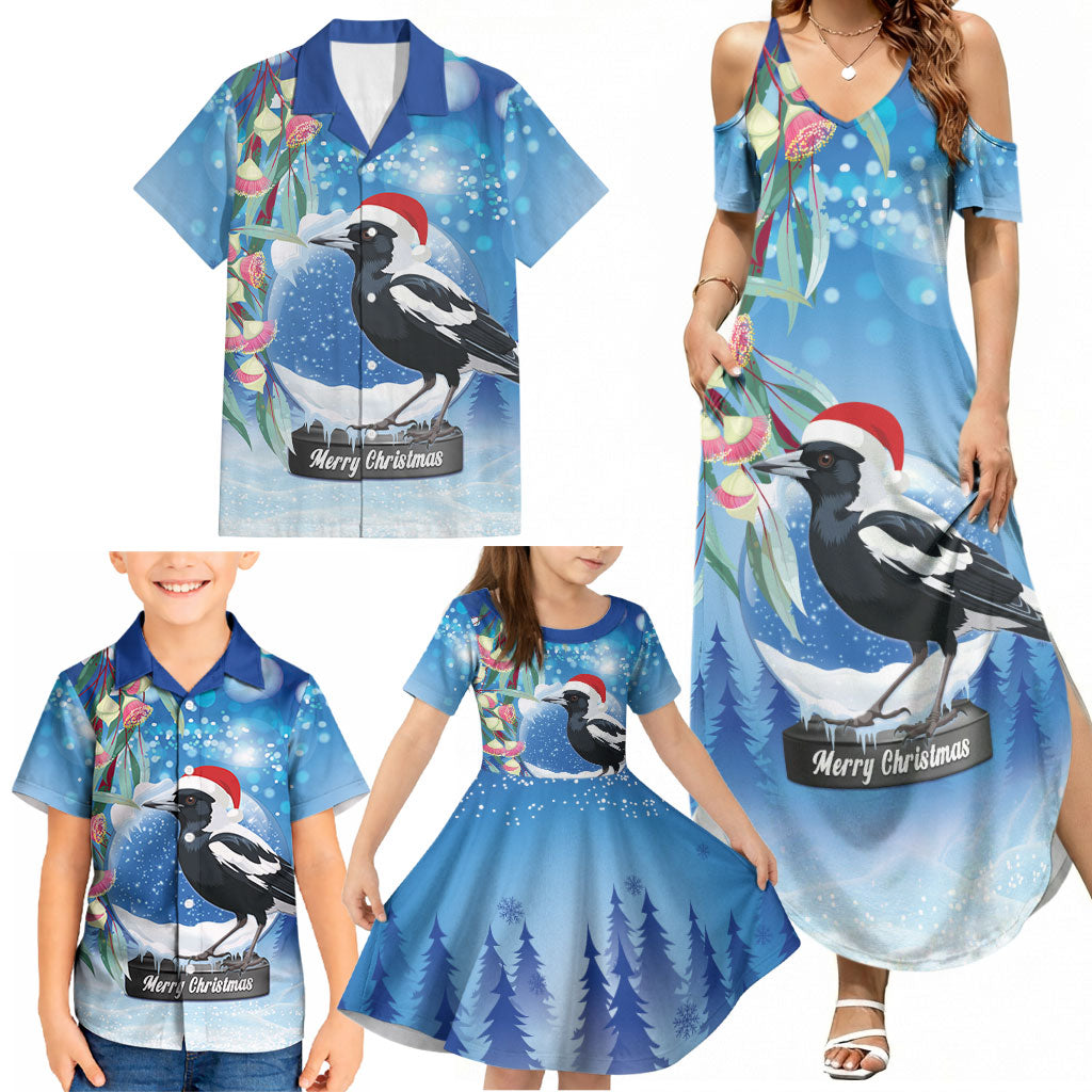 Australia Magpie Christmas In July Family Matching Summer Maxi Dress and Hawaiian Shirt Eucalyptus Snow Globe Merry Xmas