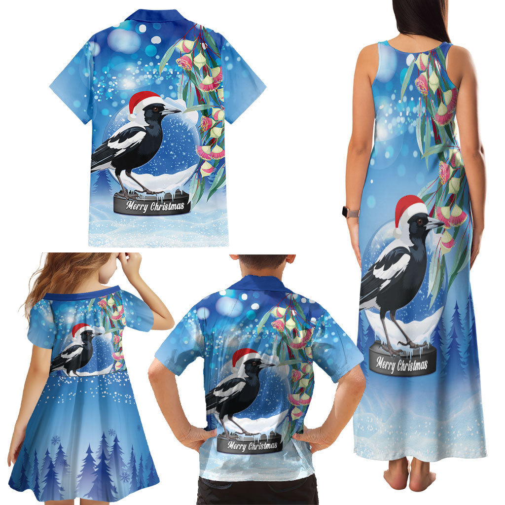 Australia Magpie Christmas In July Family Matching Tank Maxi Dress and Hawaiian Shirt Eucalyptus Snow Globe Merry Xmas