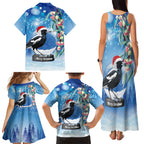 Australia Magpie Christmas In July Family Matching Tank Maxi Dress and Hawaiian Shirt Eucalyptus Snow Globe Merry Xmas