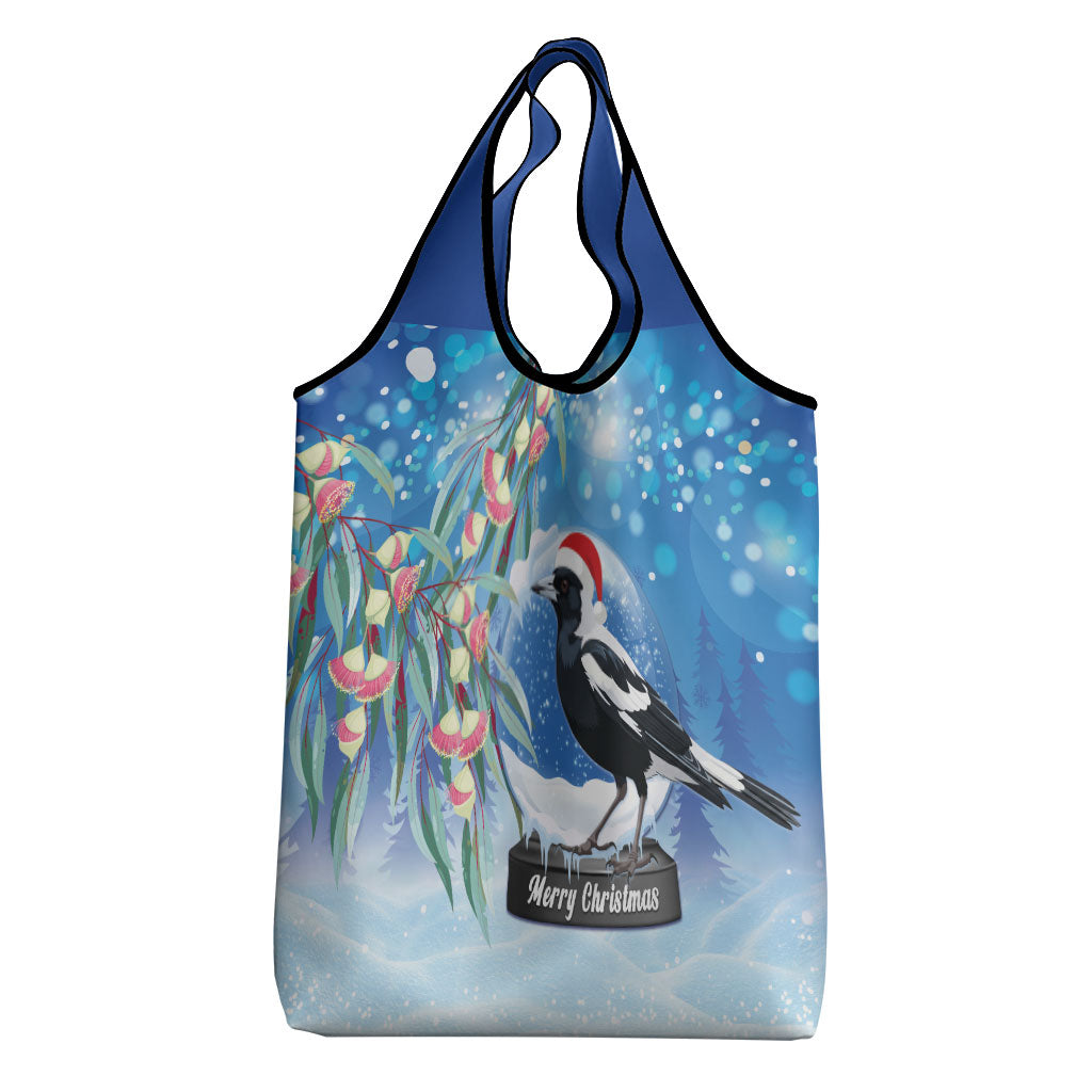 Australia Magpie Christmas In July Grocery Bag Eucalyptus Snow Globe Merry Xmas