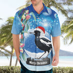 Australia Magpie Christmas In July Hawaiian Shirt Eucalyptus Snow Globe Merry Xmas