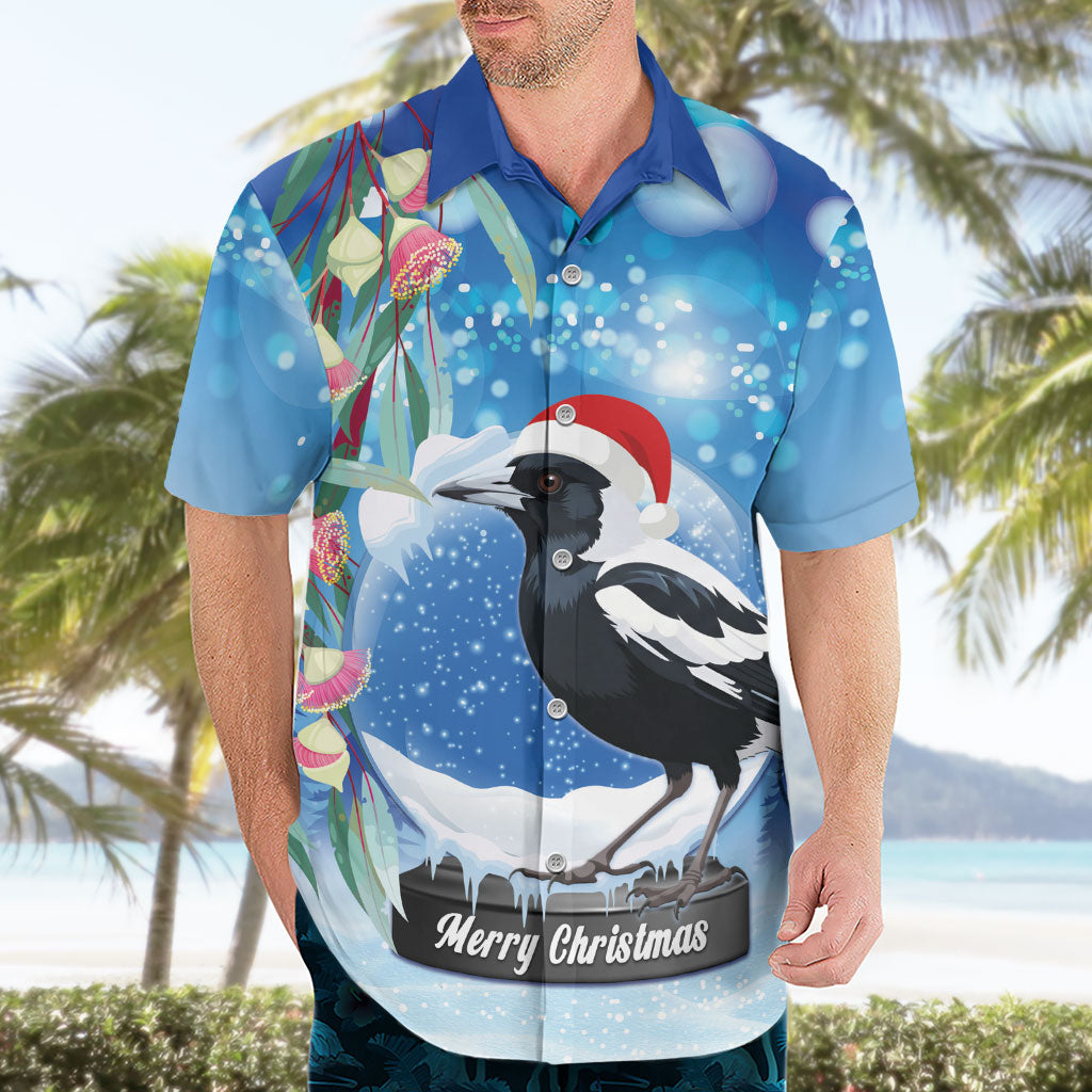 Australia Magpie Christmas In July Hawaiian Shirt Eucalyptus Snow Globe Merry Xmas