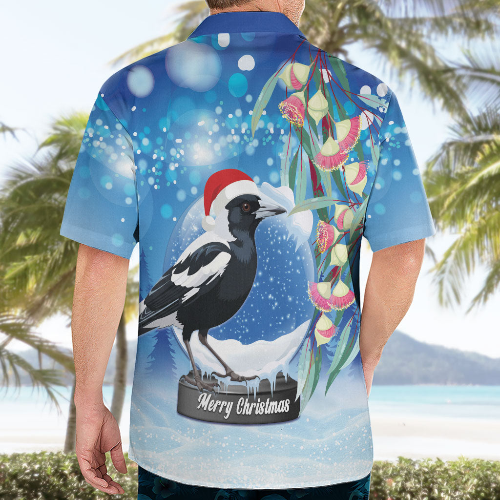 Australia Magpie Christmas In July Hawaiian Shirt Eucalyptus Snow Globe Merry Xmas