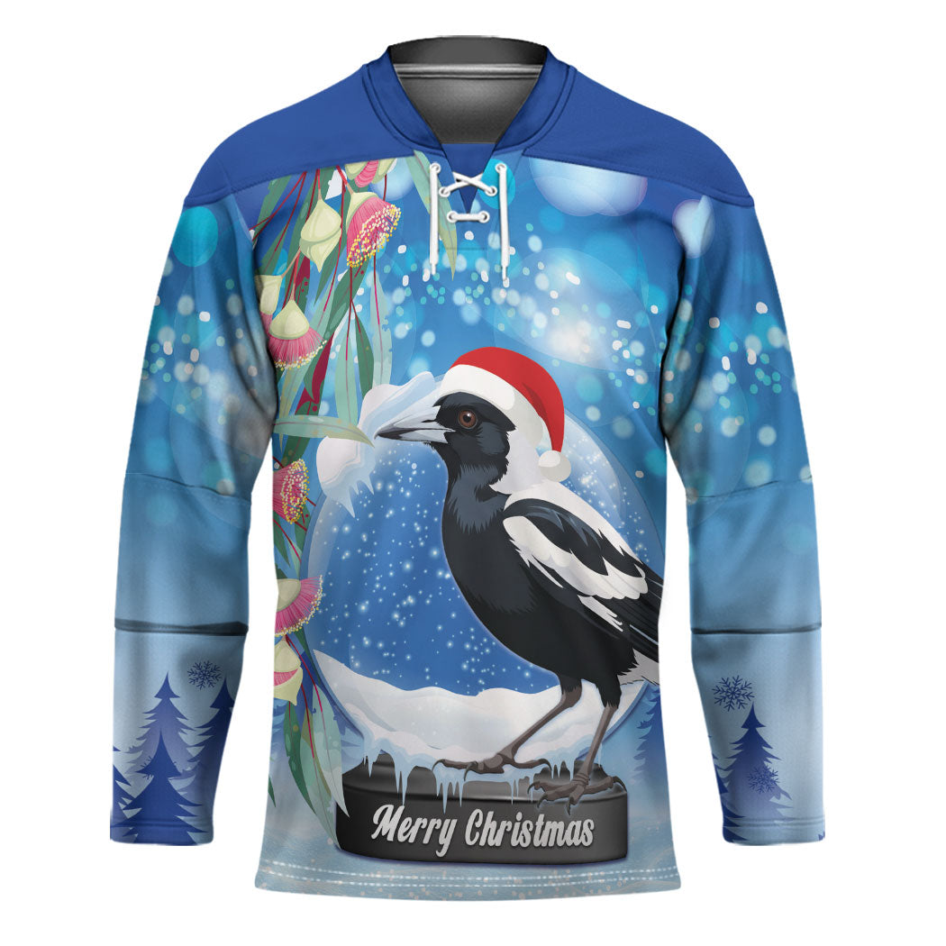 Australia Magpie Christmas In July Hockey Jersey Eucalyptus Snow Globe Merry Xmas