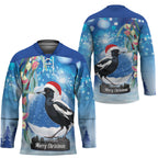 Australia Magpie Christmas In July Hockey Jersey Eucalyptus Snow Globe Merry Xmas