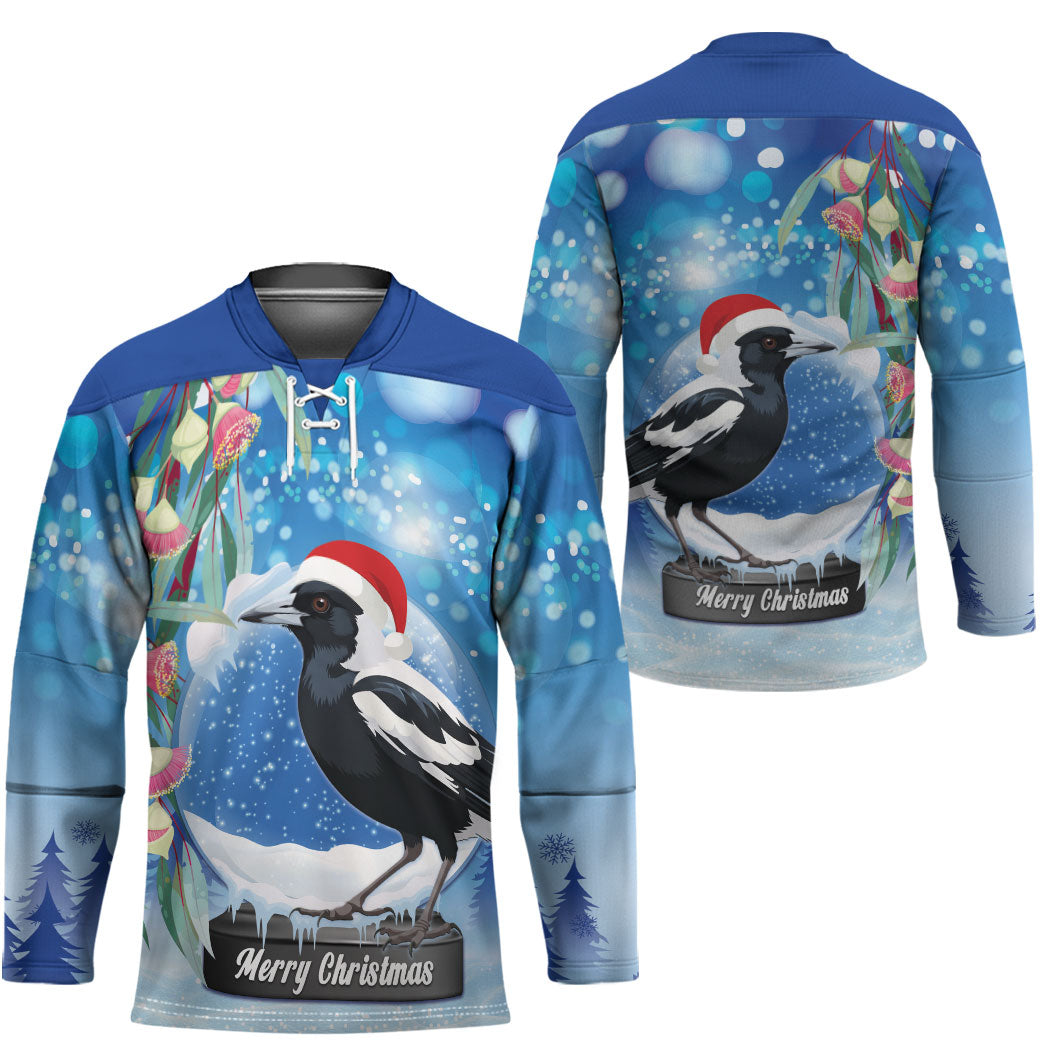 Australia Magpie Christmas In July Hockey Jersey Eucalyptus Snow Globe Merry Xmas