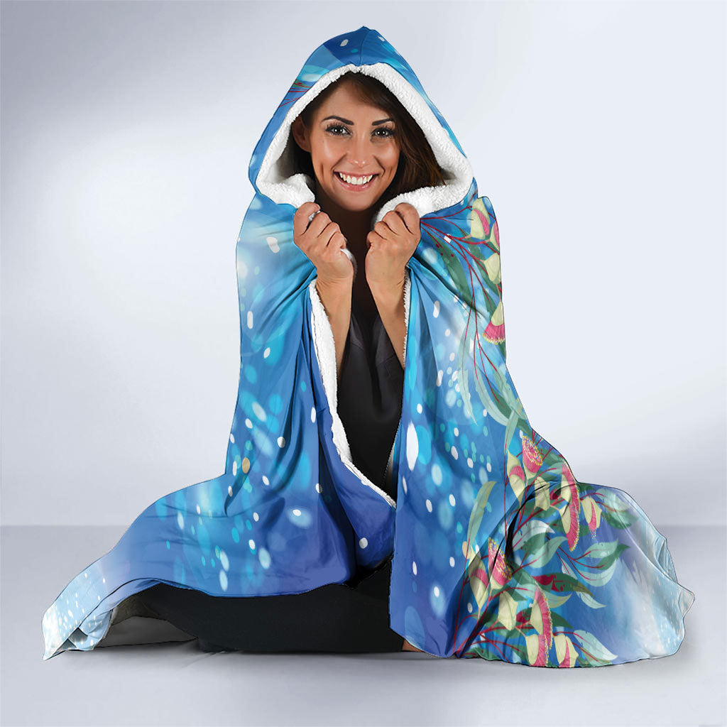 Australia Magpie Christmas In July Hooded Blanket Eucalyptus Snow Globe Merry Xmas