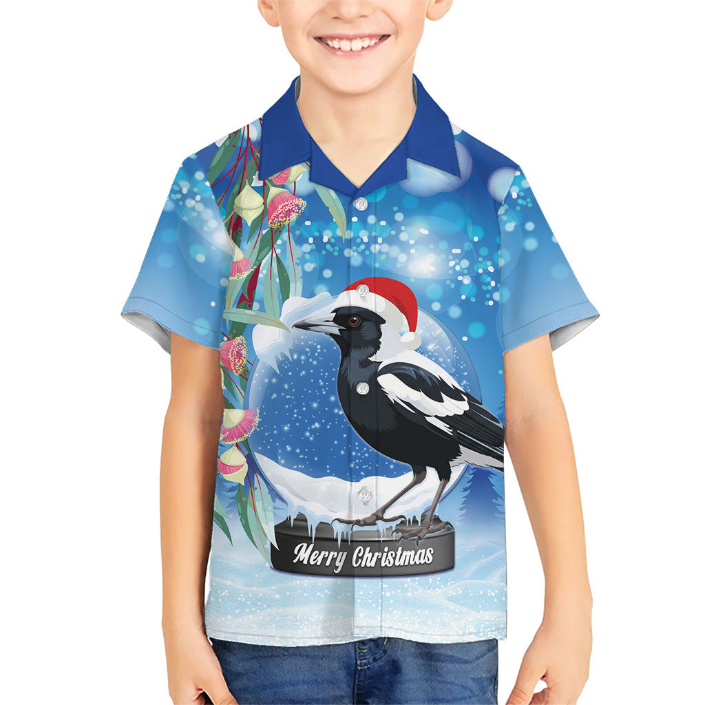 Australia Magpie Christmas In July Kid Hawaiian Shirt Eucalyptus Snow Globe Merry Xmas