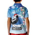 Australia Magpie Christmas In July Kid Polo Shirt Eucalyptus Snow Globe Merry Xmas