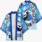 Australia Magpie Christmas In July Kimono Eucalyptus Snow Globe Merry Xmas