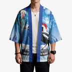 Australia Magpie Christmas In July Kimono Eucalyptus Snow Globe Merry Xmas