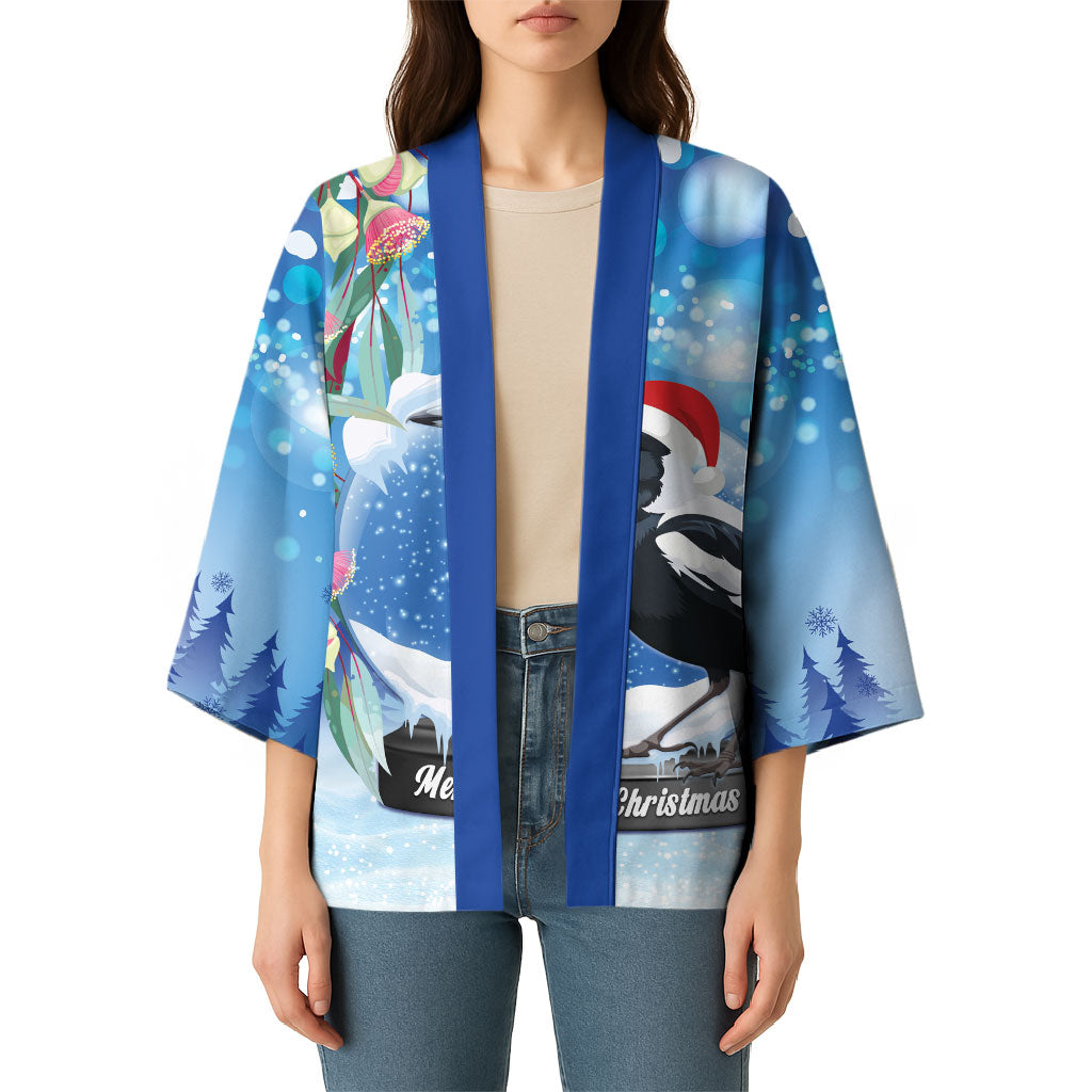 Australia Magpie Christmas In July Kimono Eucalyptus Snow Globe Merry Xmas