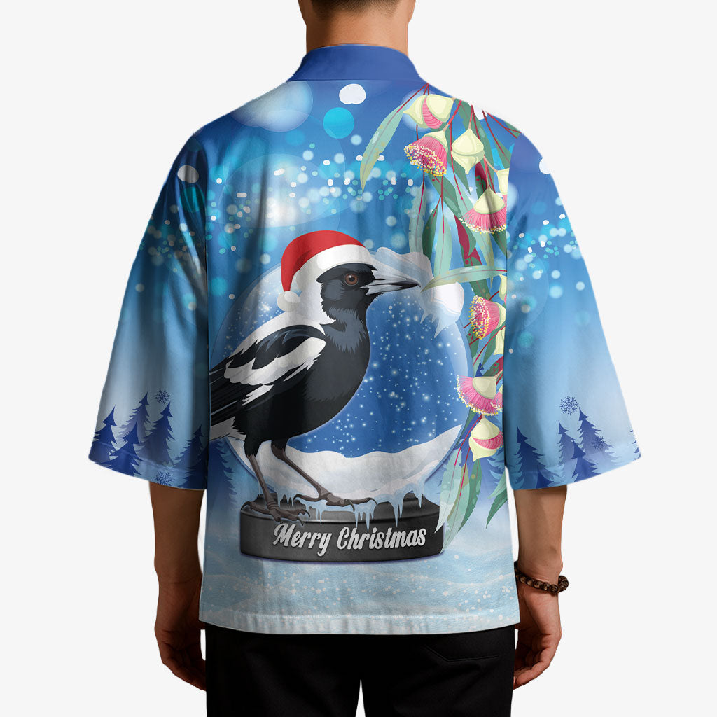 Australia Magpie Christmas In July Kimono Eucalyptus Snow Globe Merry Xmas
