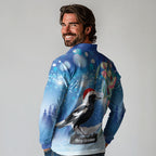 Australia Magpie Christmas In July Long Sleeve Polo Shirt Eucalyptus Snow Globe Merry Xmas