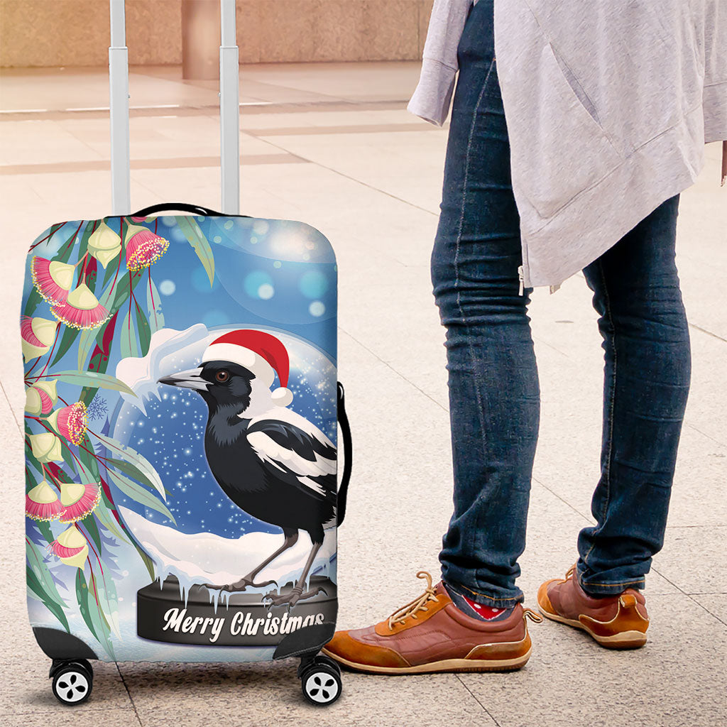 Australia Magpie Christmas In July Luggage Cover Eucalyptus Snow Globe Merry Xmas