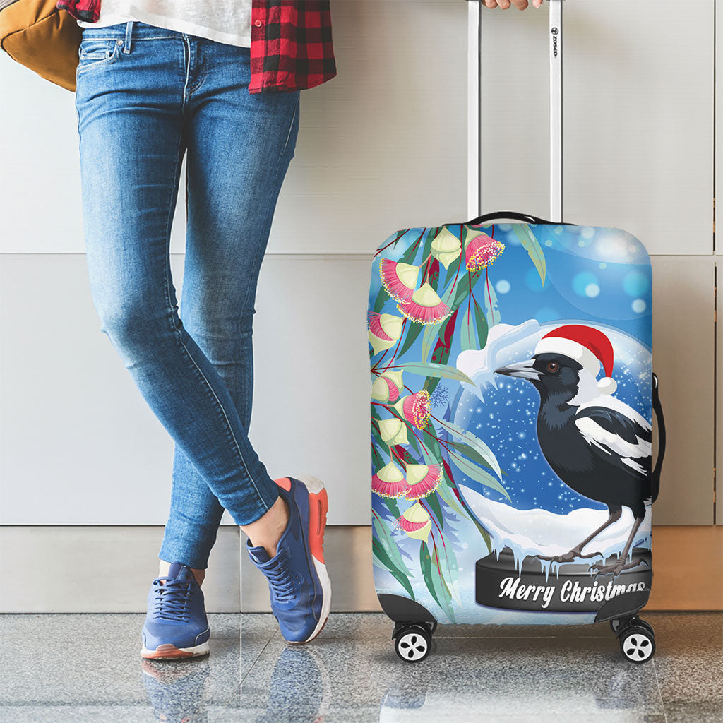 Australia Magpie Christmas In July Luggage Cover Eucalyptus Snow Globe Merry Xmas