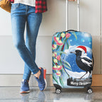 Australia Magpie Christmas In July Luggage Cover Eucalyptus Snow Globe Merry Xmas