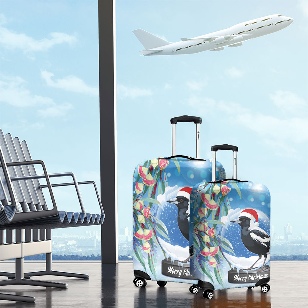 Australia Magpie Christmas In July Luggage Cover Eucalyptus Snow Globe Merry Xmas