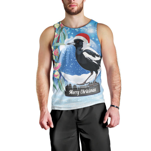 Australia Magpie Christmas In July Men Tank Top Eucalyptus Snow Globe Merry Xmas