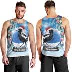 Australia Magpie Christmas In July Men Tank Top Eucalyptus Snow Globe Merry Xmas