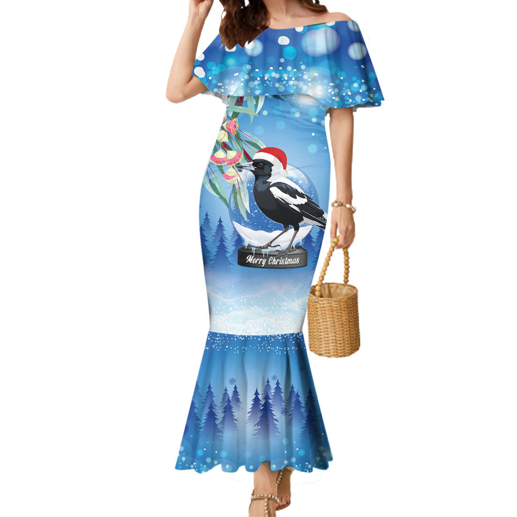 Australia Magpie Christmas In July Mermaid Dress Eucalyptus Snow Globe Merry Xmas