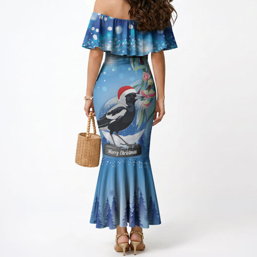 Australia Magpie Christmas In July Mermaid Dress Eucalyptus Snow Globe Merry Xmas