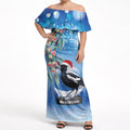 Australia Magpie Christmas In July Off Shoulder Maxi Dress Eucalyptus Snow Globe Merry Xmas