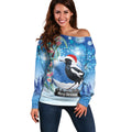 Australia Magpie Christmas In July Off Shoulder Sweater Eucalyptus Snow Globe Merry Xmas