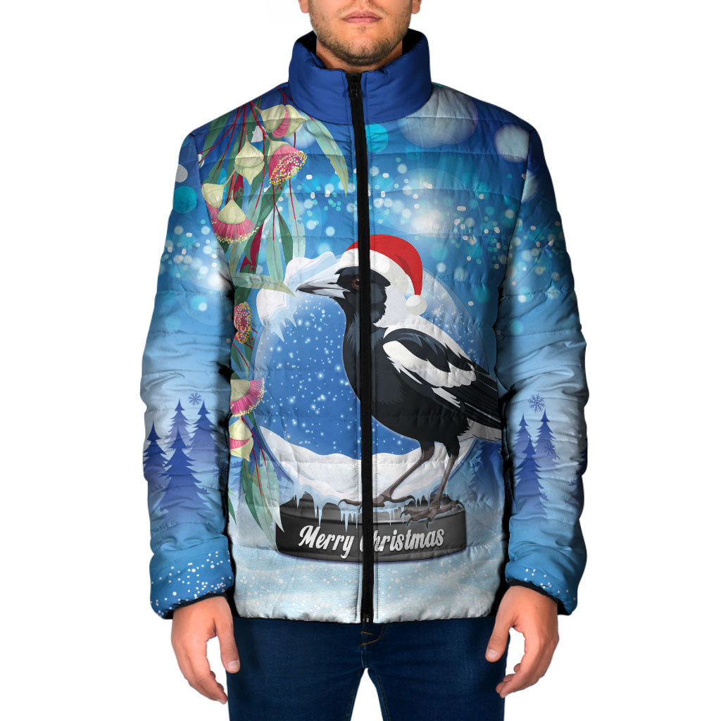 Australia Magpie Christmas In July Padded Jacket Eucalyptus Snow Globe Merry Xmas