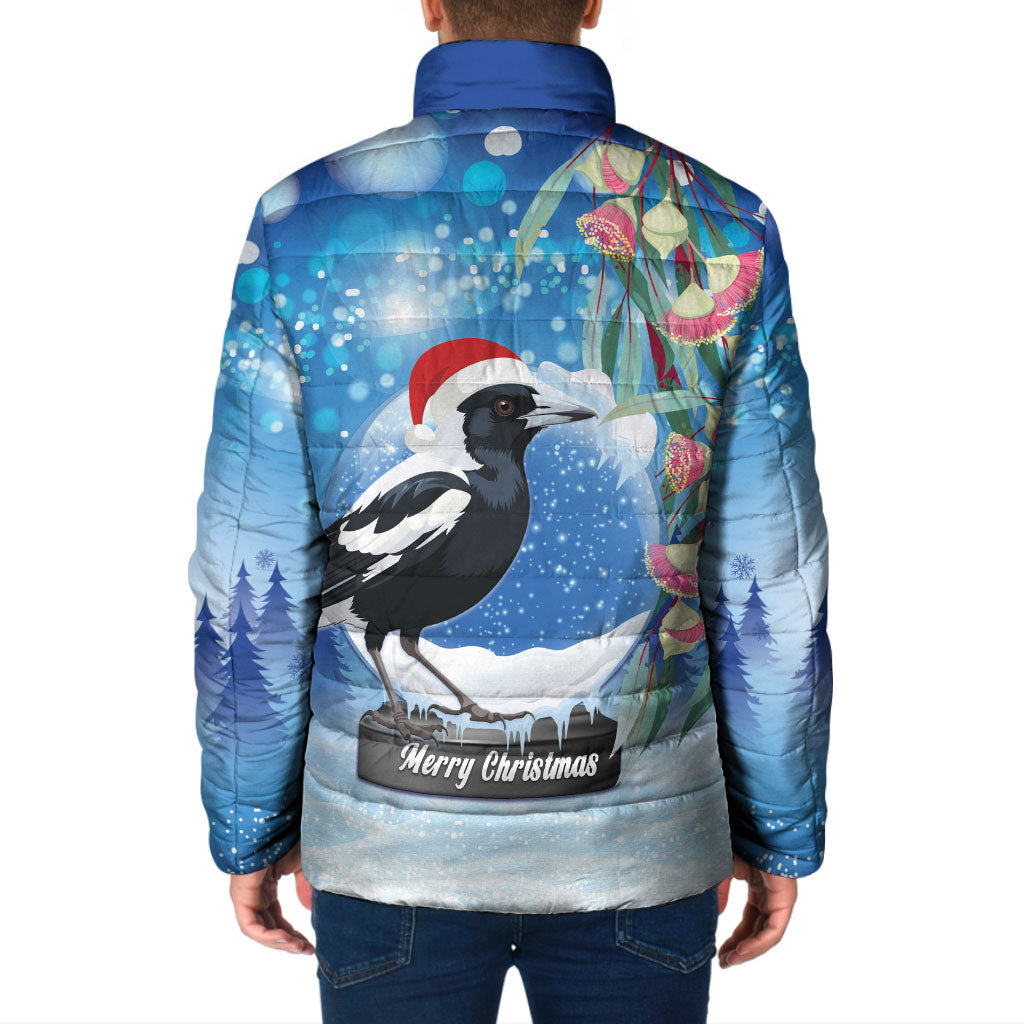 Australia Magpie Christmas In July Padded Jacket Eucalyptus Snow Globe Merry Xmas