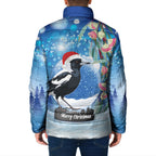 Australia Magpie Christmas In July Padded Jacket Eucalyptus Snow Globe Merry Xmas