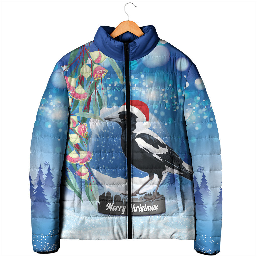 Australia Magpie Christmas In July Padded Jacket Eucalyptus Snow Globe Merry Xmas