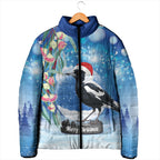 Australia Magpie Christmas In July Padded Jacket Eucalyptus Snow Globe Merry Xmas