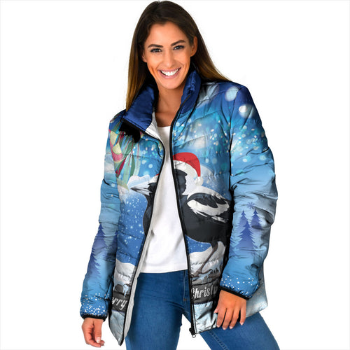 Australia Magpie Christmas In July Padded Jacket Eucalyptus Snow Globe Merry Xmas