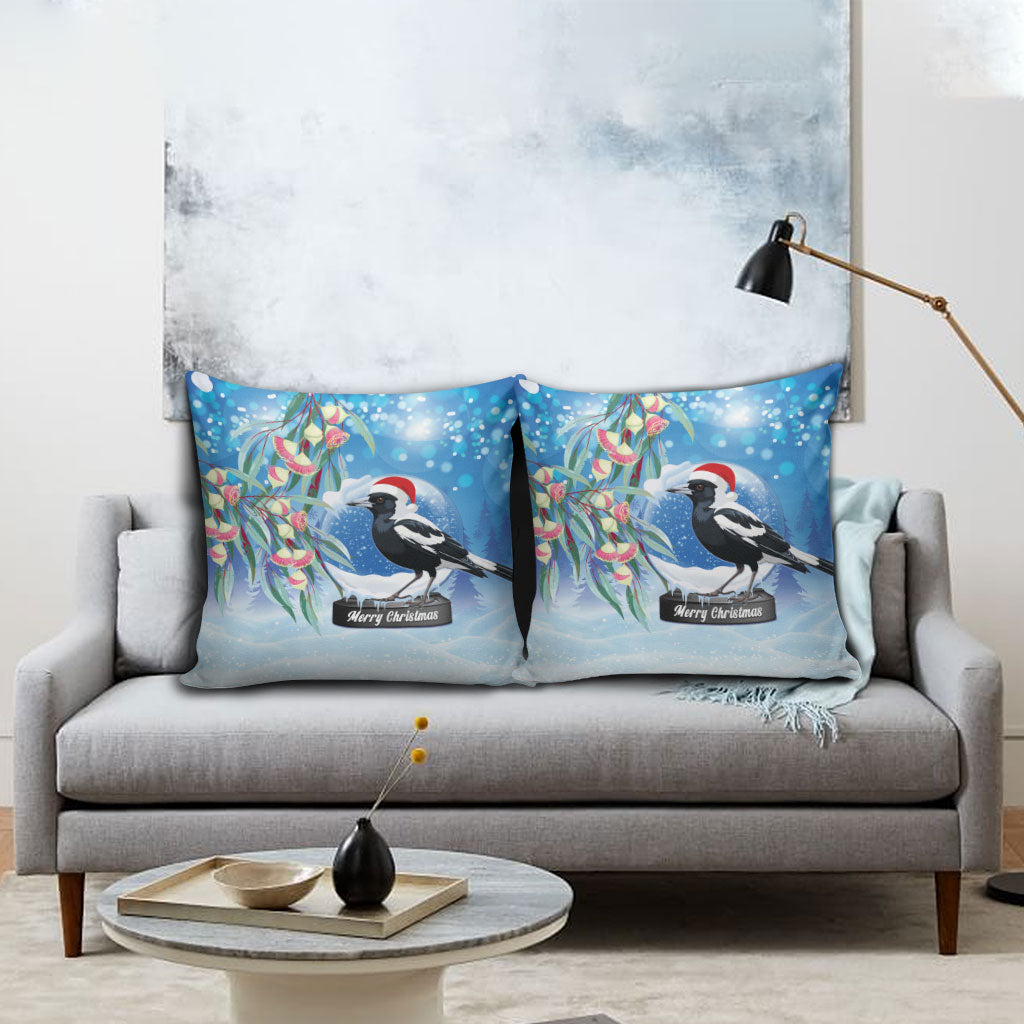 Australia Magpie Christmas In July Pillow Cover Eucalyptus Snow Globe Merry Xmas