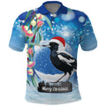 Australia Magpie Christmas In July Polo Shirt Eucalyptus Snow Globe Merry Xmas
