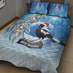 Australia Magpie Christmas In July Quilt Bed Set Eucalyptus Snow Globe Merry Xmas