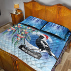 Australia Magpie Christmas In July Quilt Bed Set Eucalyptus Snow Globe Merry Xmas